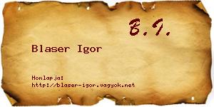 Blaser Igor névjegykártya